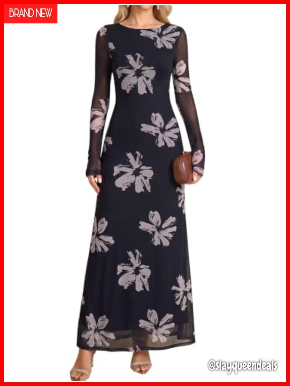 Long Sleeve Maxi Dress Bodycon Floral Wedding Guest Formal Cocktail